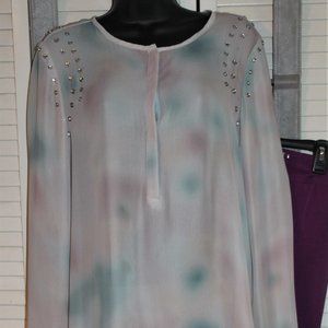 SHEER BLOUSE WITH SHOULDER TRIM